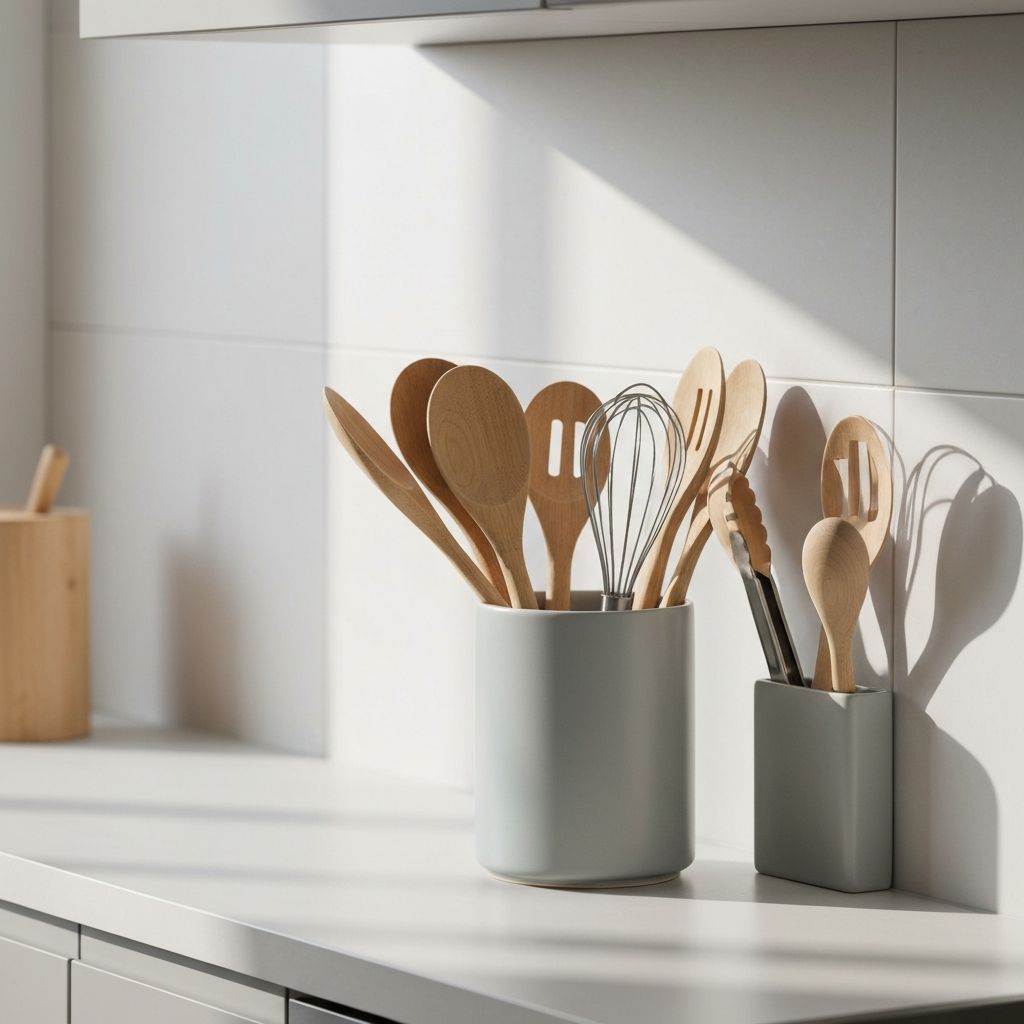 Utensili da cucina organizzati